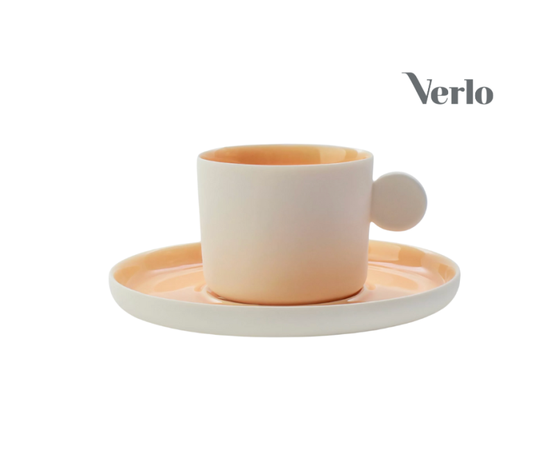 Tass 150ml Verlo Eter, portselan, virsikoranž ja valge
